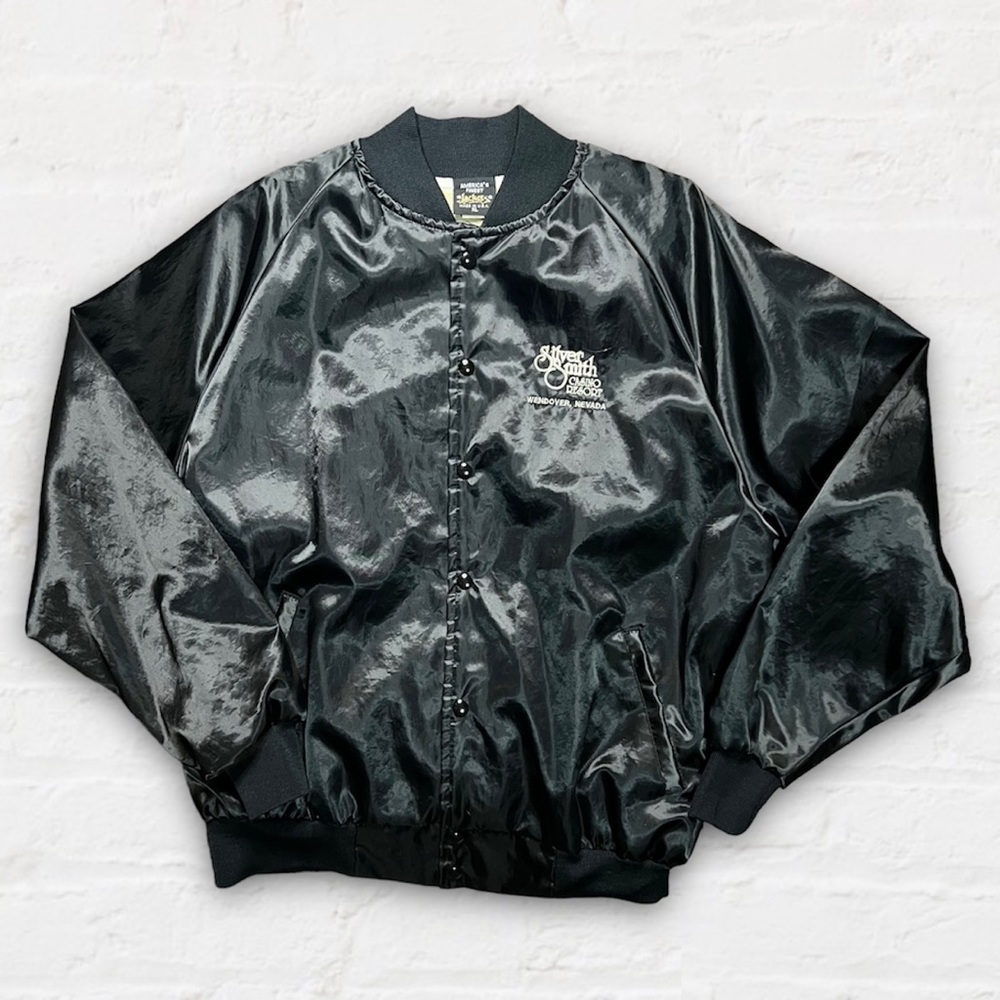 Vintage 80’s Silver Smith Casino Satin Bomber Jacket